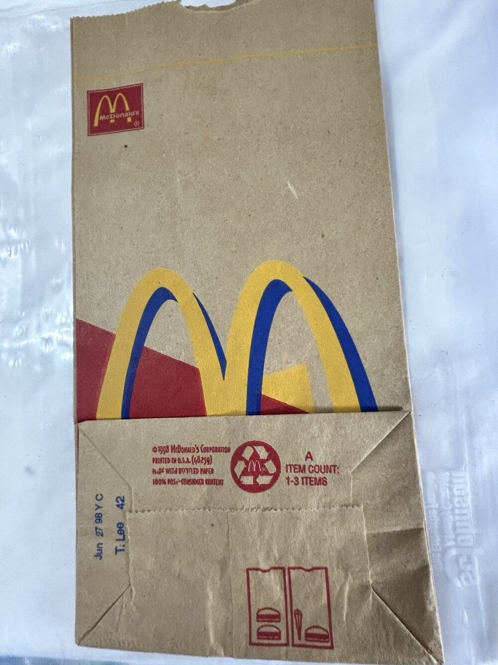McDonald's 1997 Paper Take Out Brown Bag 5×9¾ Rare NASCAR 50th Anniversary